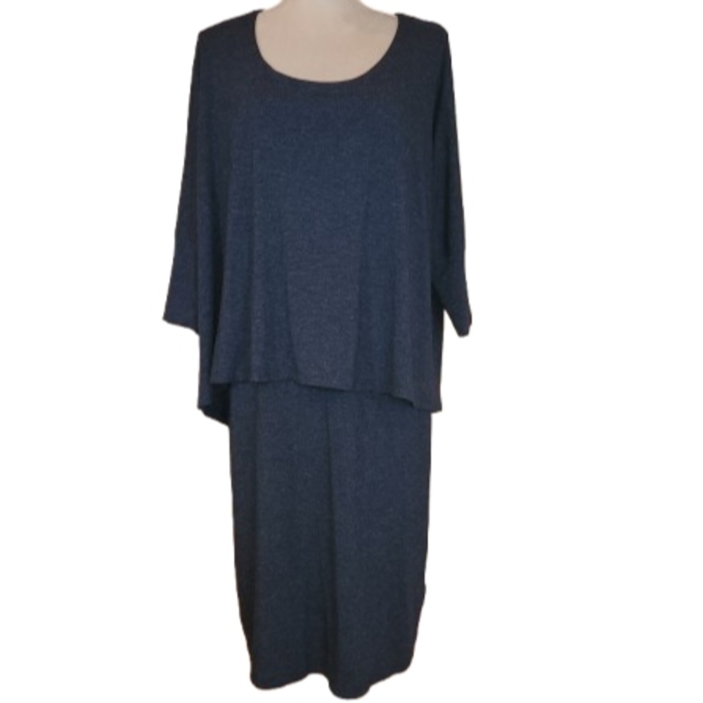 Soft Surroundings Navy Blue Perfect Layer Knit Dress Size XL Butter Soft Office